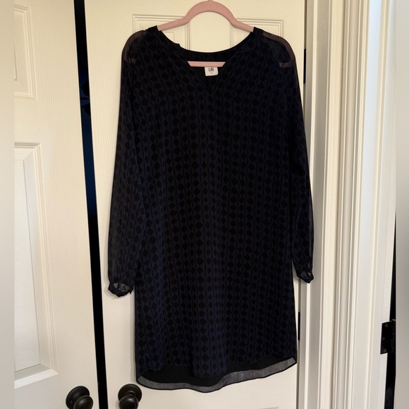 Cabi Blue And Black Geomentric Dress Size S/m - Picture 1 of 5